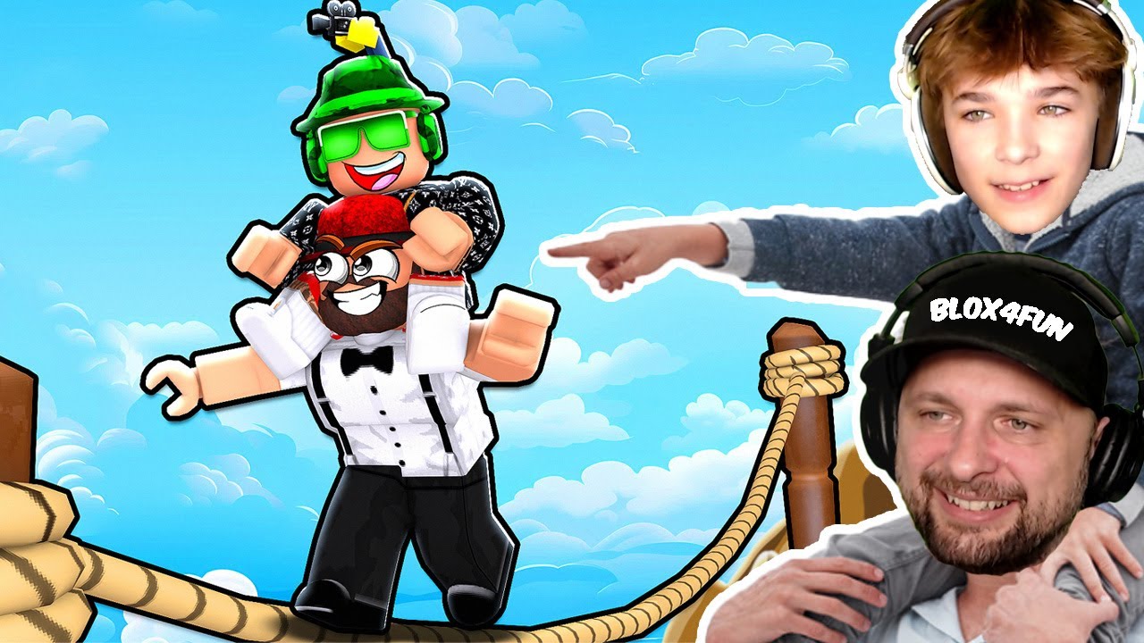 Simas Gamer Rides PiggyBack on SgDad in Roblox HOP ON 2 Player Obby! Ultimate Climbing Challenge 🪜