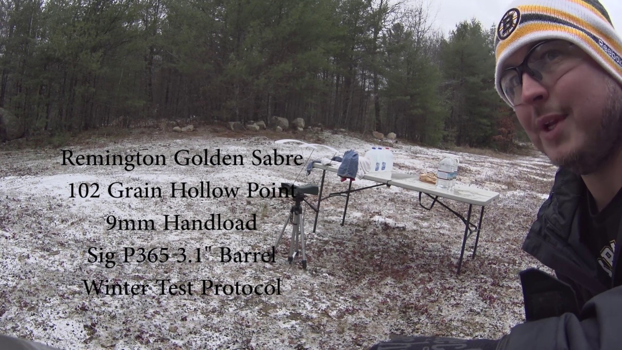 Best Result! 9mm 102gr Remington Golden Sabre vs. Winter Clothes H20 Test.