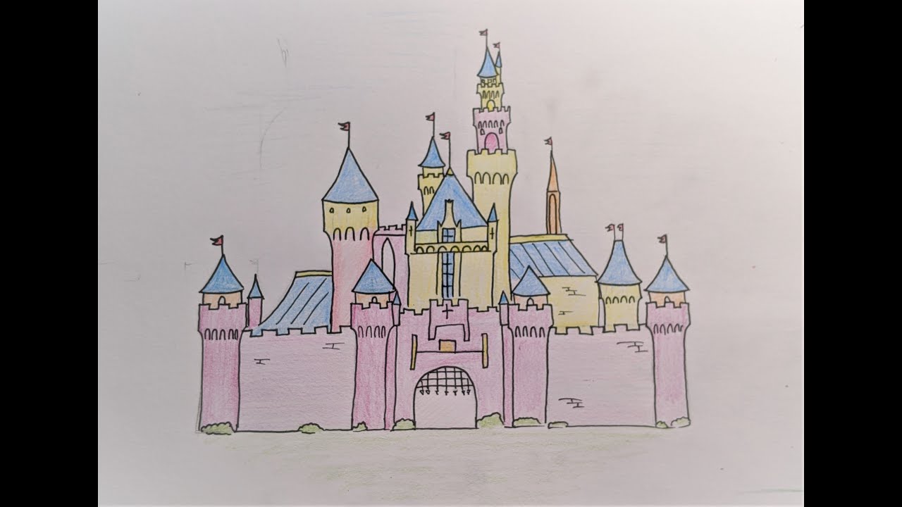 How To Draw A Disney Castle (Easy, Kids, Drawing Tutorial)