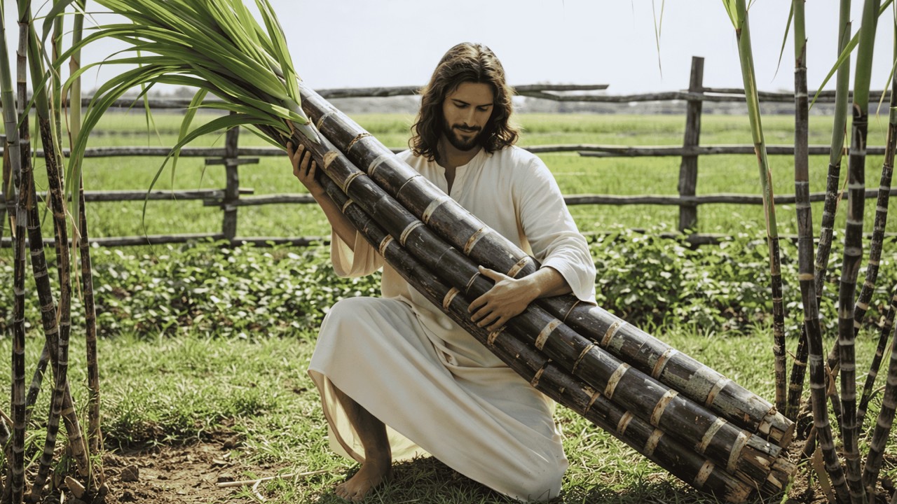 Jesus in the Garden: Planting and Caring for Sugarcane | AI Christian Tribute