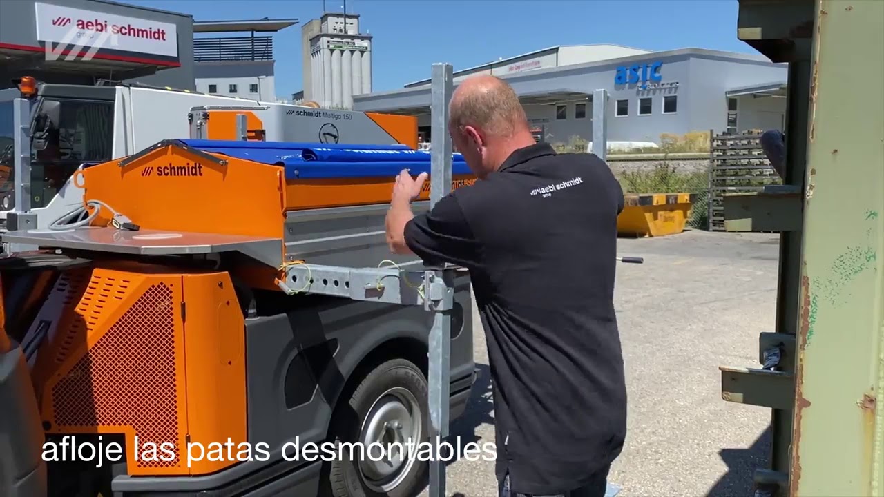 Porteur SCHMIDT FLEXIGO: transformation de balayeuse en saleuse