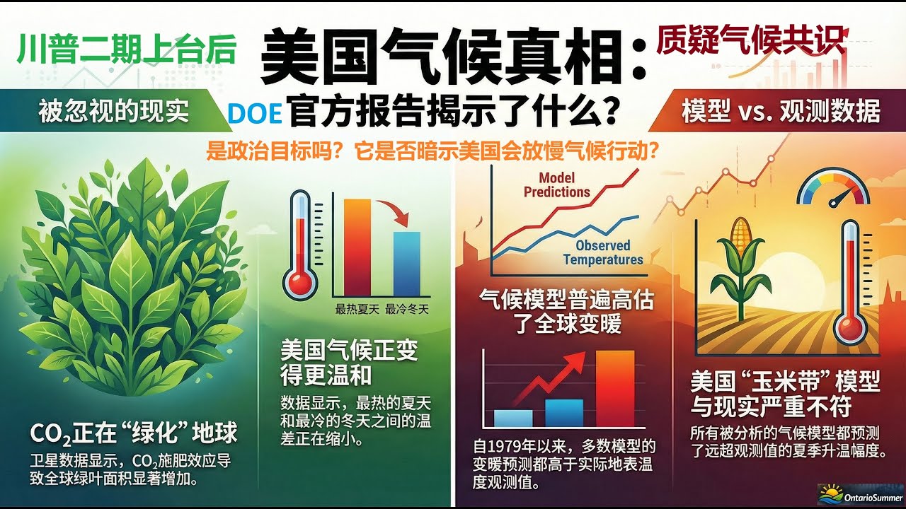 美国对气候变化的批判性回顾：川普二期上台后由美国能源部发布，质疑气候共识，是否暗示美国全面改变气候行动立场？- LLM Video