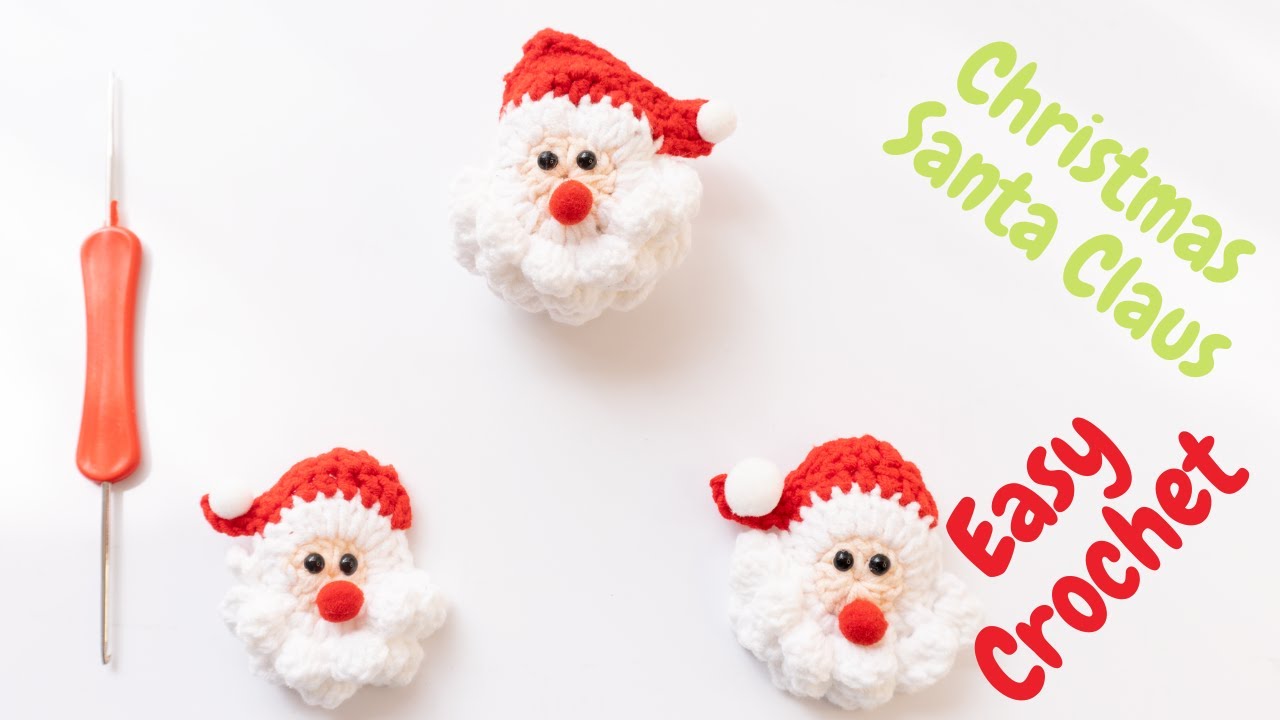 Crochet Cute Christmas Tree Ornament Santa Claus Face||Absolutely Easy for Beginner Crochet Tutorial