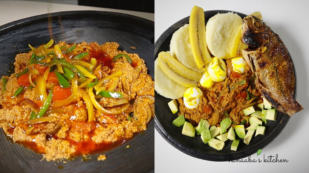 roasted peanut  Abomu/dip with Ampesie Authentic Ghana toasted peanut dip AKA NKati3 abomu