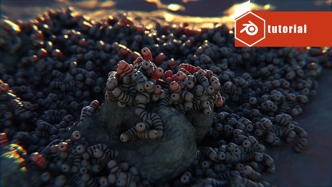blender 2 93 living worms fluid particles  tutorial- animation