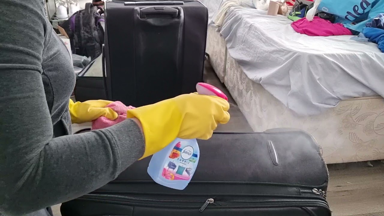 Clean with me - ASMR Cleaning Suitcases, Brushing, Spraying ,Scrubbing Sounds/ No Talking