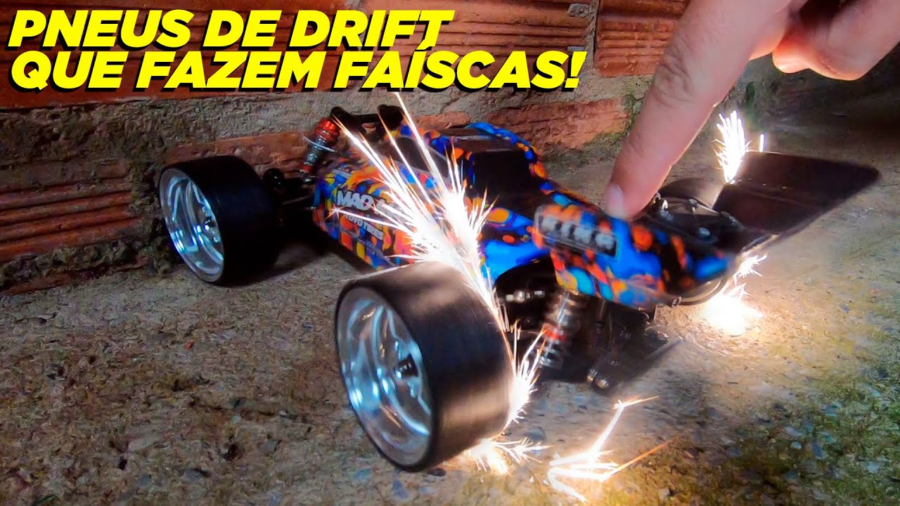 COLOQUEI PNEUS QUE FAZEM FAÍSCAS NO MEU BUGGY DE CONTROLE REMOTO 😯🤯