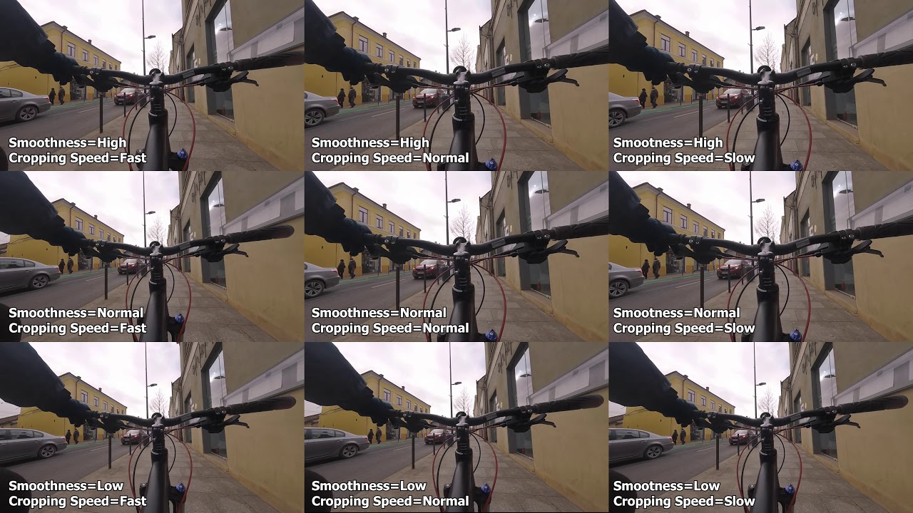 ReelSteady Go Settings comparison (Smoothness & Cropping Speed)