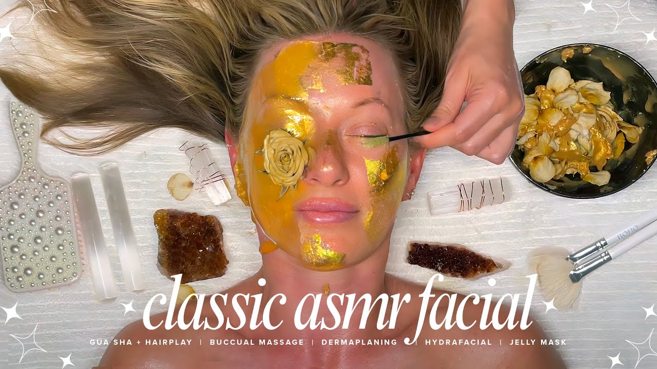 ASMR Relaxing Facial  | Buccal Massage | Crystal Healing | Jelly Mask | Cord Cutting | ASMR Sleep