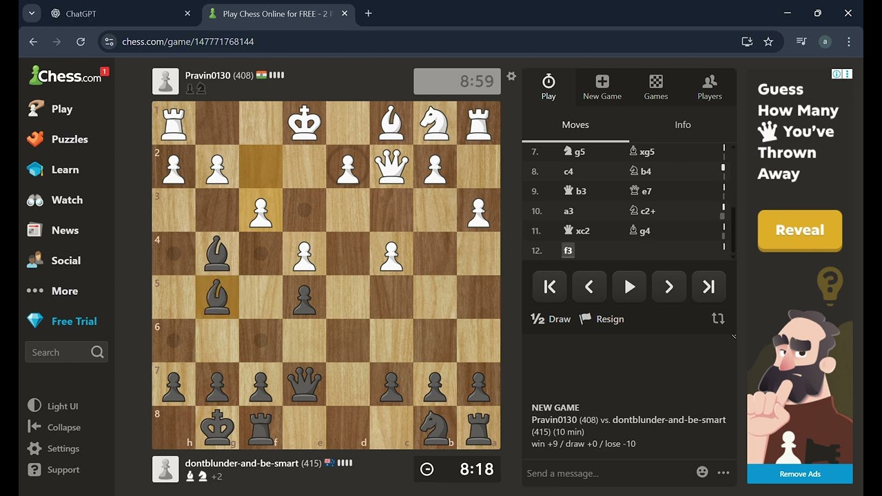 Epic Fork in My 400 ELO Speedrun! ♟️ King & Queen Both Trapped 😱