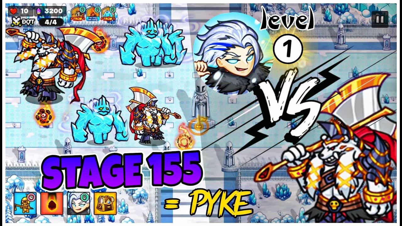 Stage 155 chỉ với Pyke Level 1 | Gold Tower Defence | Snow