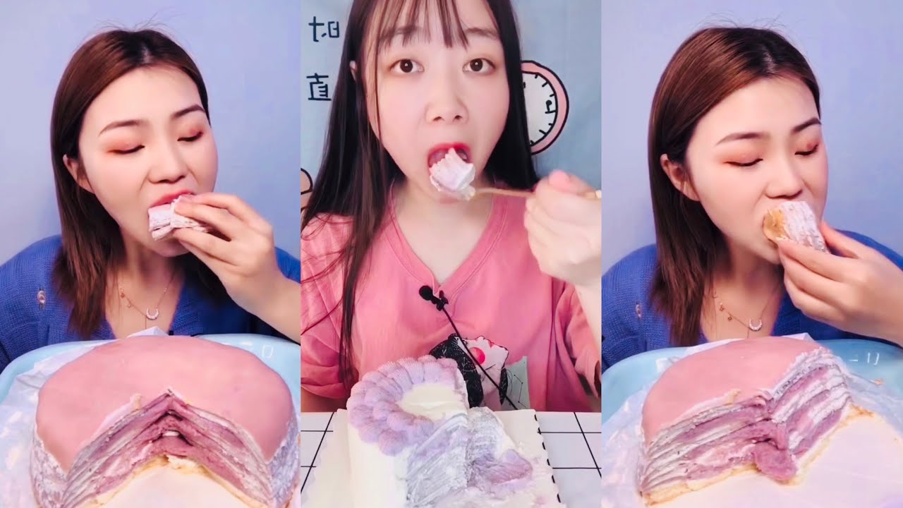 ASMR PURPLE TARO CREPE CAKE Mukbang |먹방 | 饮食表演 | การแสดงการกิน| 食事ショー |Eating Sound