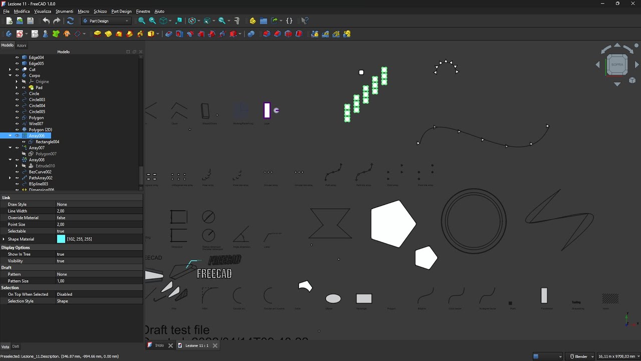 FREECAD - Lezione 11 - Specchia, Offset, Taglia, Estendi, Unisci, Dividi, Clona, Copia Serie, Edita
