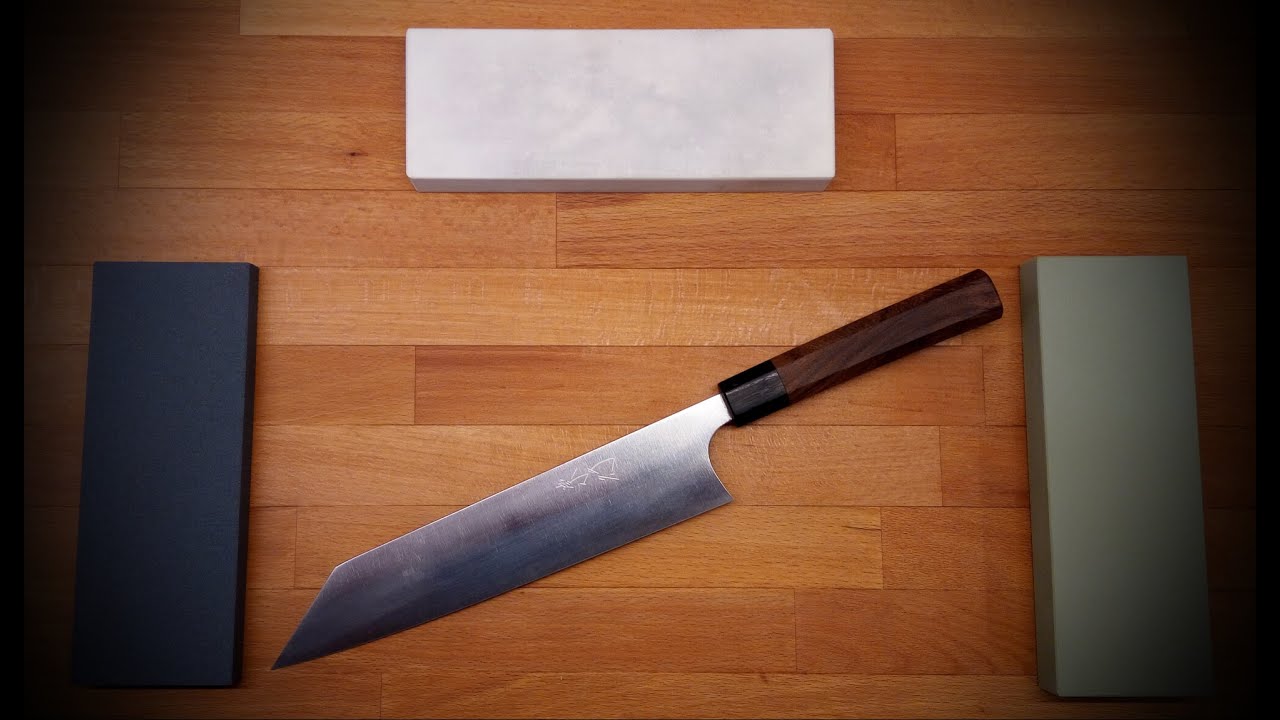 Sharpening Shibata Kotetsu Ironclad R2 kiritsuke with Norton Crystolon, Sigma 1200 and Suehiro G8
