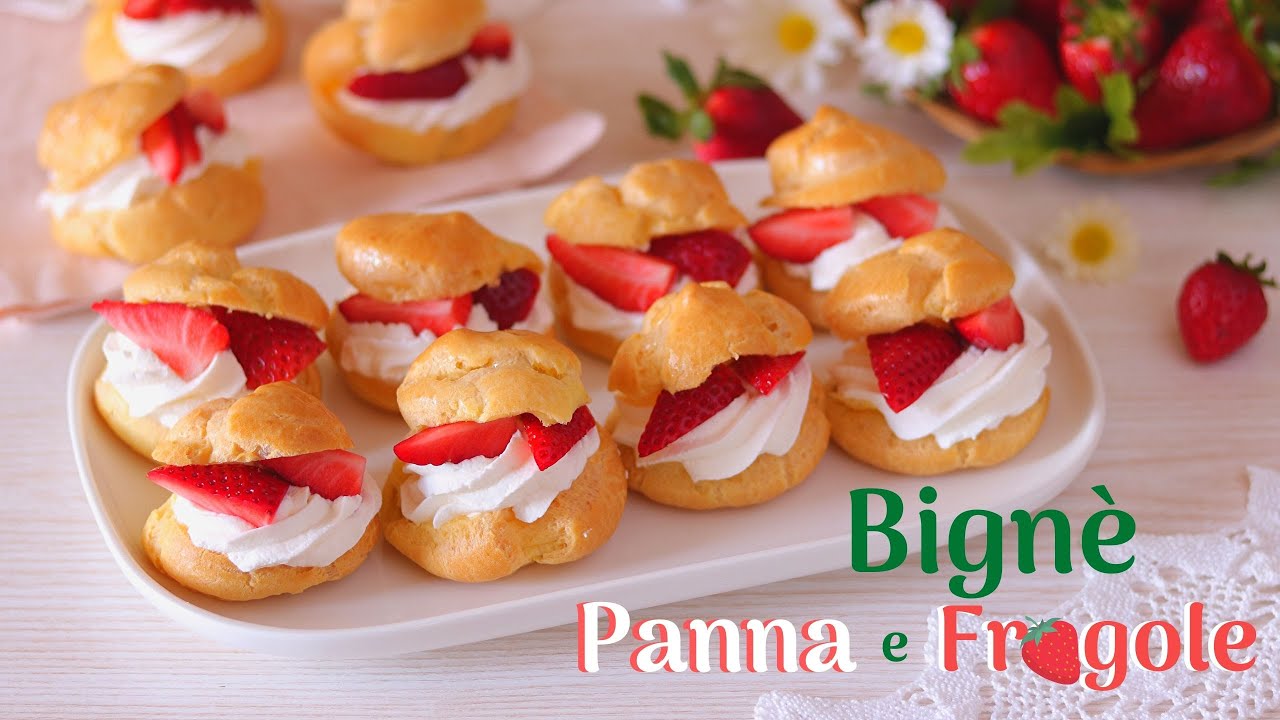 🍓 BIGNE' PANNA E FRAGOLE 🍓 facili e golosi | choux pastry  Lorenzo in cucina