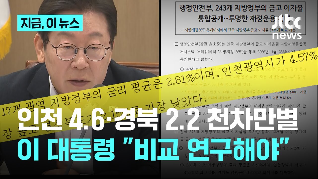 인천 4.6%, 경북 2.2% 지자체 금고 이자율 '천차만별'&hellip;이 대통령 