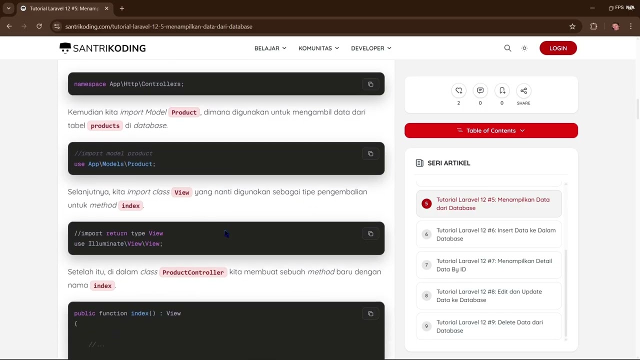 Tutorial Laravel 12 membuat website CRUD