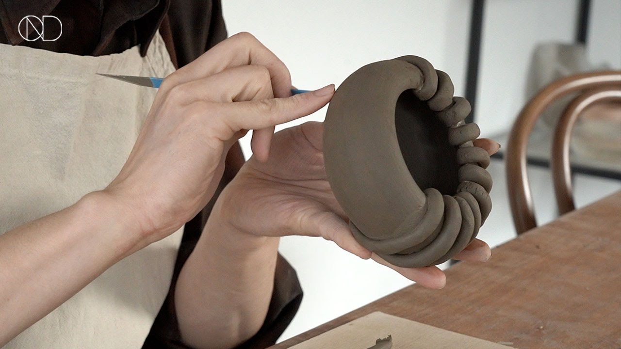 코일로 장식한 도자기 오브제 : Making a ceramic vase [ONDO STUDIO]