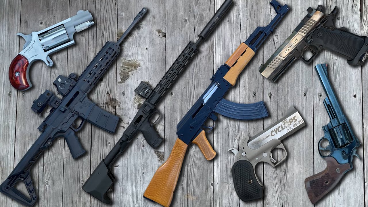 PSA AK-47, S&W FPC, Gilboa Snake, NAA Belt Buckle 22, AF Romulus, S&W Model 29, Bond Arms Cyclops