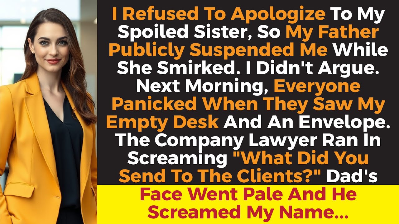 I Refused To Apologize To My Spoiled Sister, So Dad Publicly Suspended Me. But The Next Morning...
