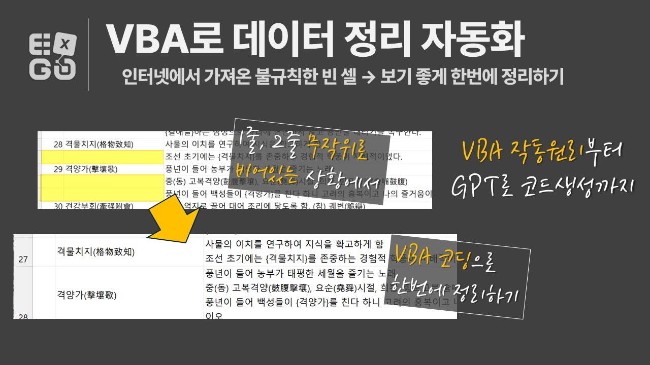[VBA 실무1] 인터넷에서 가져온 데이터 보기 좋게 정리하기