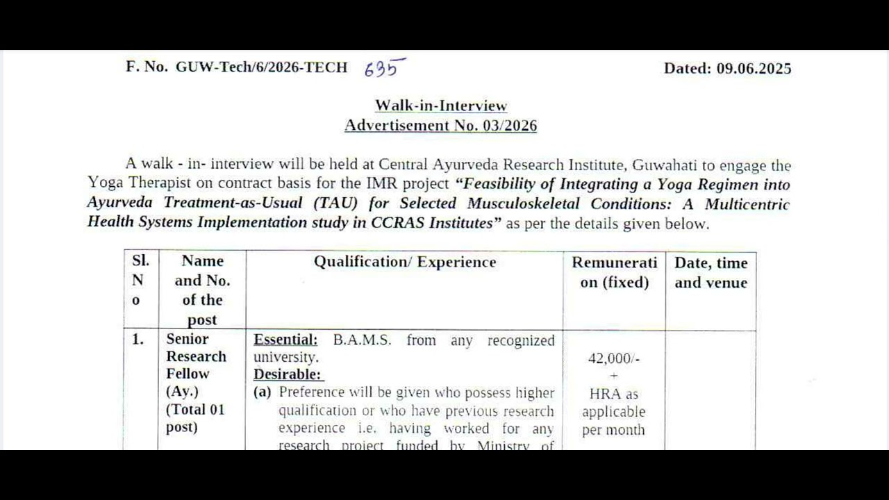 CCRAS Guwahati Recruitment 2026 | Direct Job for BAMS | Salary ₹54,600/Month #ccras #ayurveda