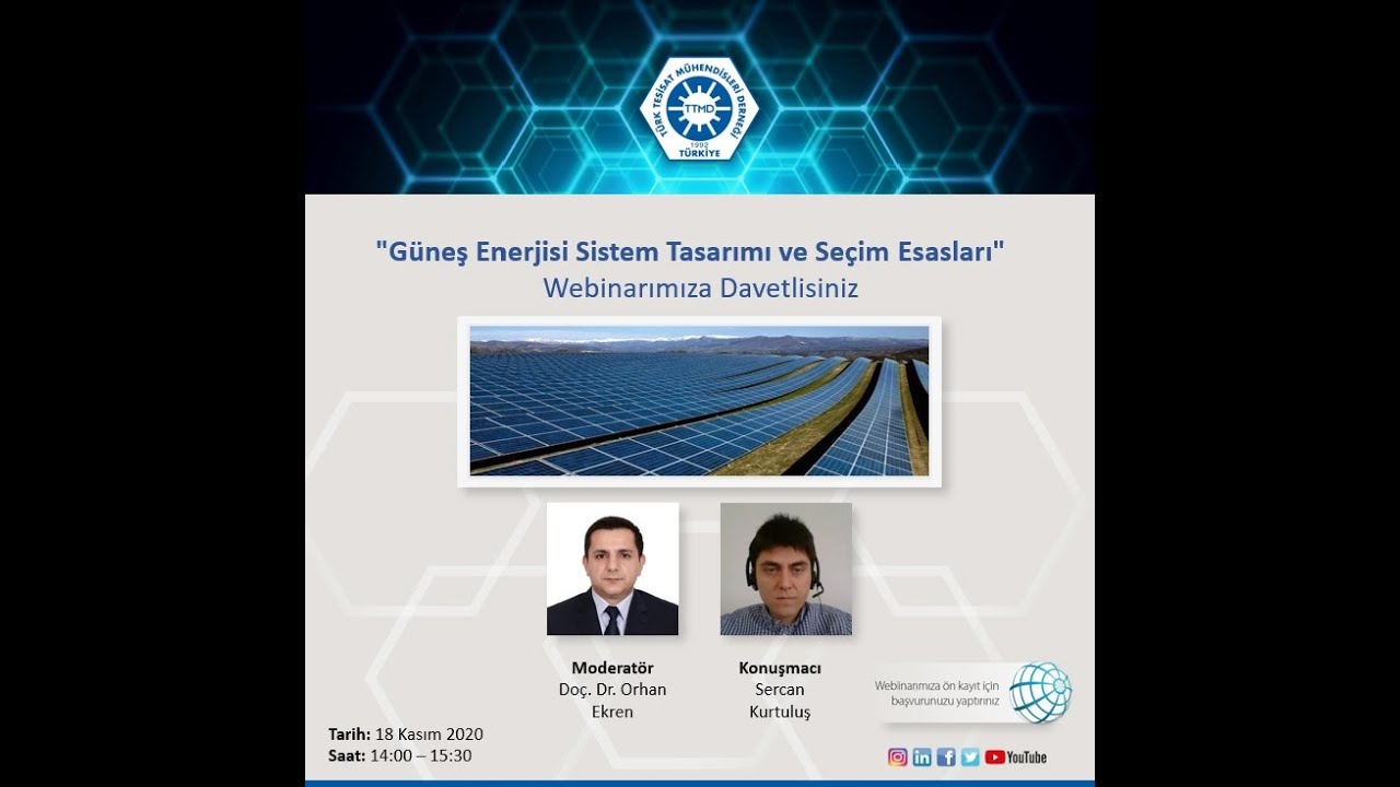 TTMD Webinar - Güneş Enerjisi Sistem Tasarımı ve Seçim Esasları