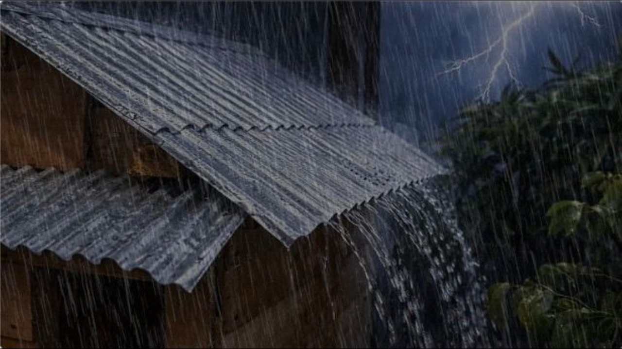 Heavy Rain on Tin Roof at Night | Thunder & Cozy Cabin Sleep Sounds