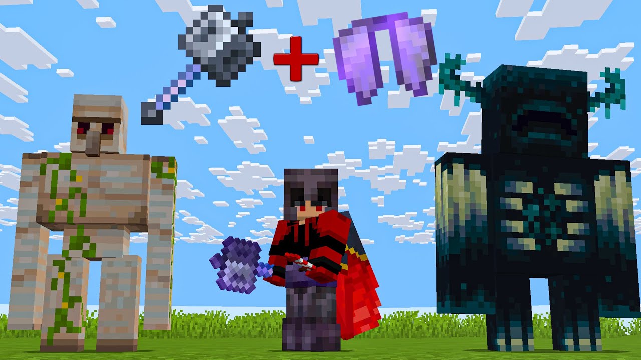 Minecraft Elytra+Rocket+Mace Combo For PVP