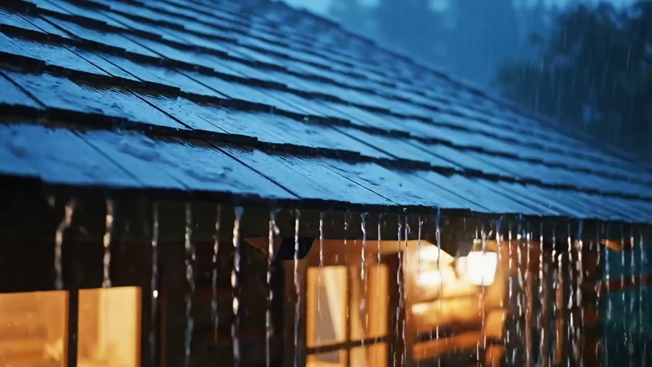 Heavy Rain on Cabin Roof at Night 🌧️ Cozy Window Rain Sounds for Deep Sleep