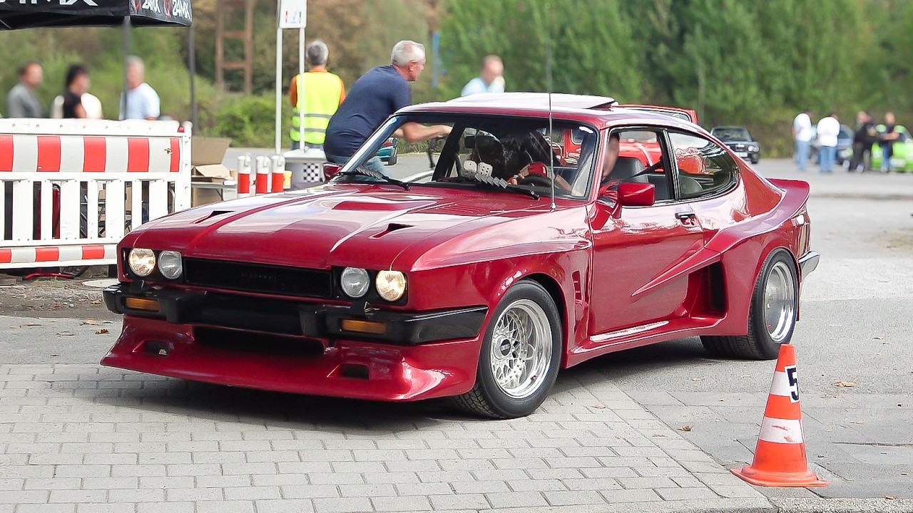 Classic Cars leaving a Carmeet- S600 W100, Manta B, BMW 700LS, Widebody Capri, NSU Ro80, RX7,GT40..