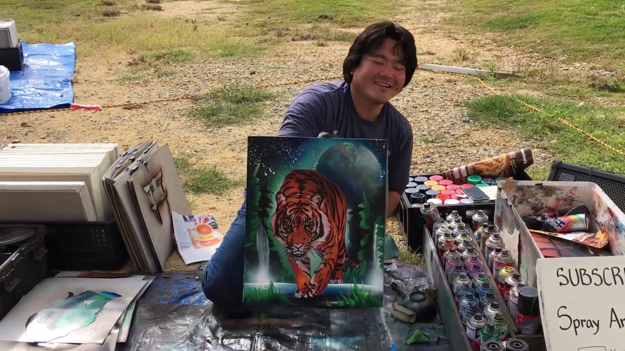 Cool tiger painting!! Spray painting!!