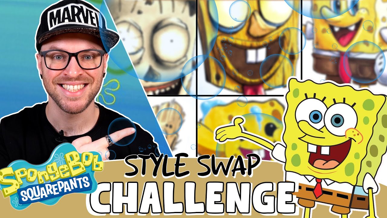 Drawing in 10 DIFFERENT STYLES..? | Art Style SWAP Challenge | SPONGEBOB