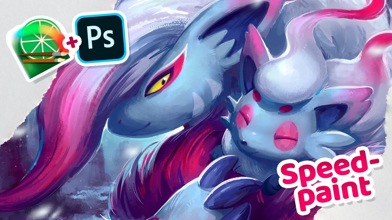 SAI + PHOTOSHOP SPEEDPAINT! Hisuian Zorua & Zoroark (Pokémon Legends Arceus fanart)