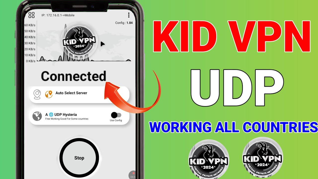 How to setup Kid VPN with fast UDP settings for all countries for fast and secure browsing 