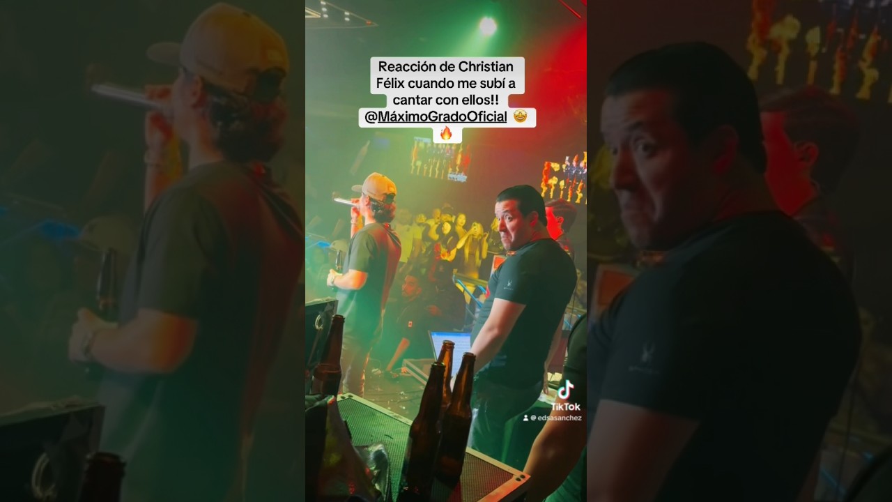 Reacci&oacute;n de Christian F&eacute;lix cuando me sub&iacute; a cantar con ellos 🤩🔥, video completo en mi TikTok 🙏🏻