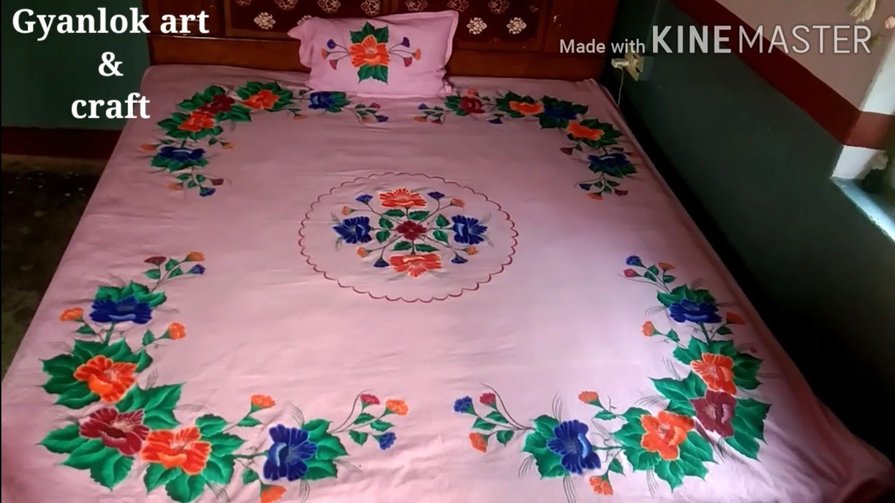 Bedsheet ka new painting design// Chadar ka latest design