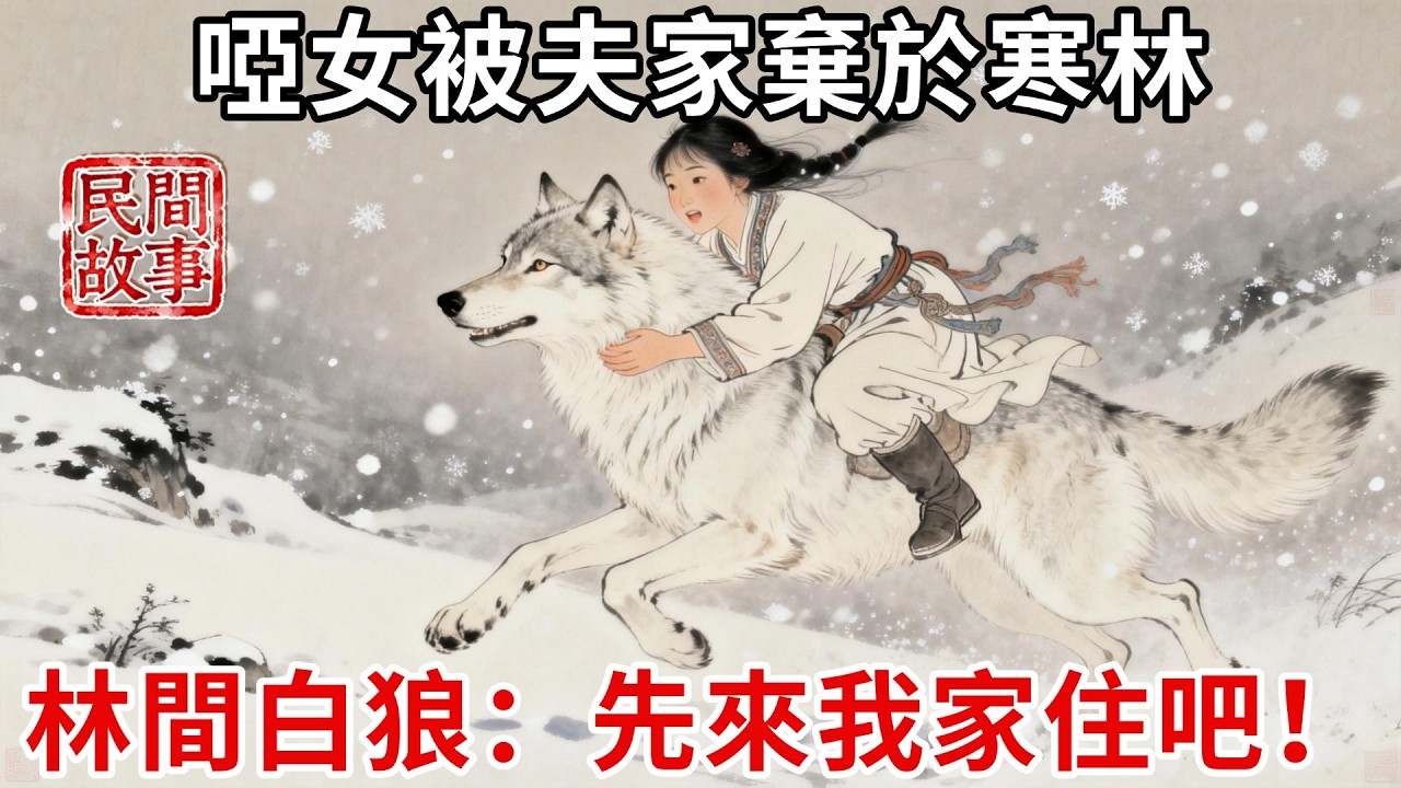 啞女被夫家棄於寒林，大雪封山寸步難行，即將凍僵時，林間白狼溫順伏身：上來，先來我家住吧！#民間故事 #傳統文化 #原創虛構 #華語有聲書 #槐樹下聽書