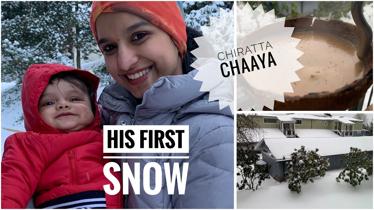 Vyom's first snow 2021 | Chiratta Chaaya in Snow | vinniskitchen | 5month old baby |