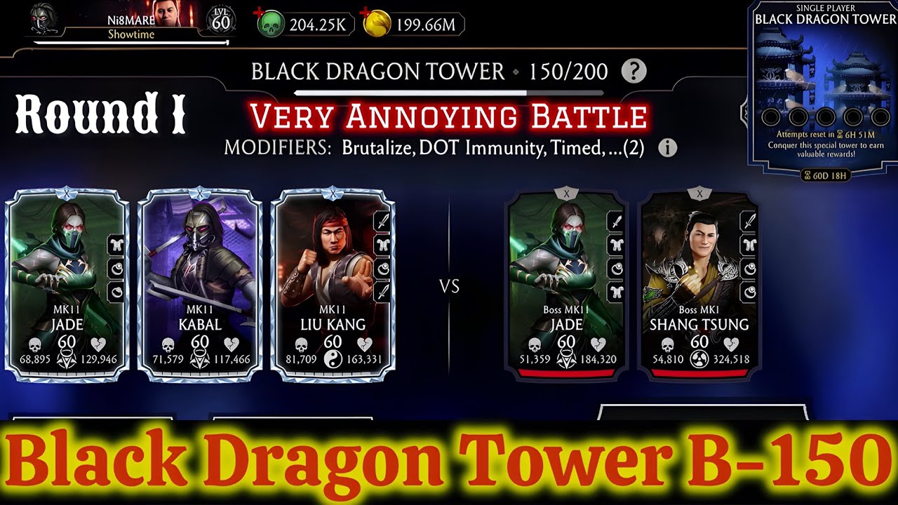 Remastered Black Dragon Tower Boss Battle 150 Fight + Reward MK Mobile