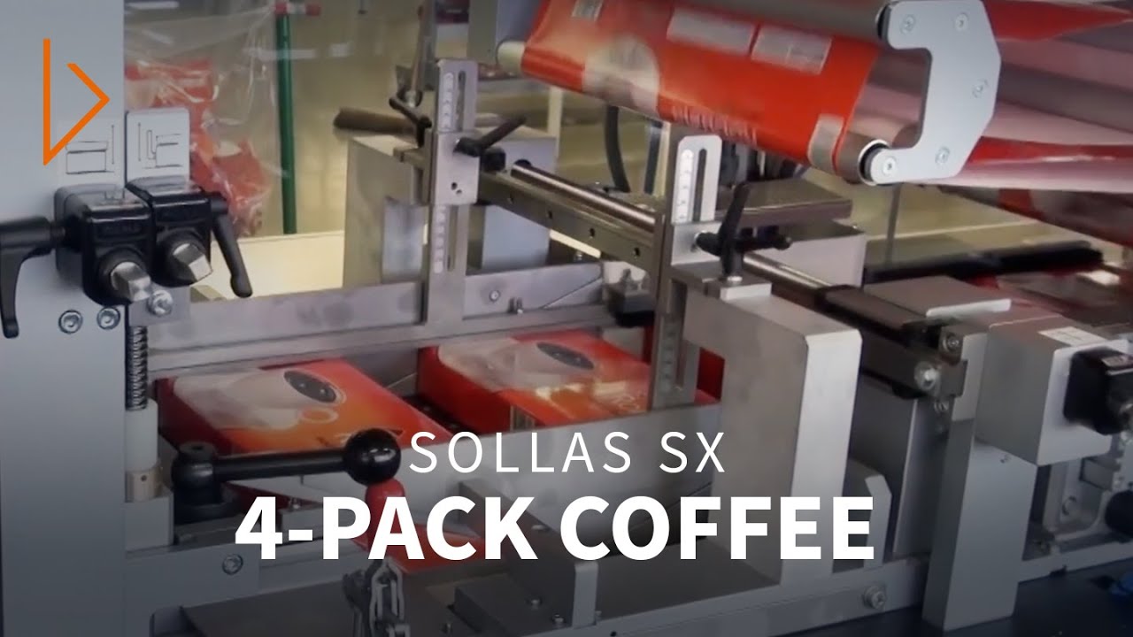 Sollas SX handling 4-pack coffee, wrapping machine