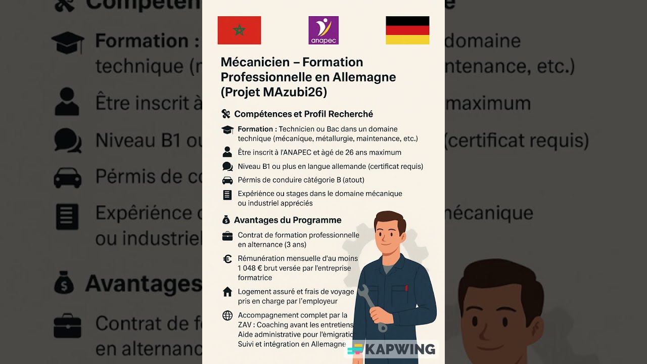 Mécanicien – Formation Professionnelle en Allemagne (Projet MAzubi26) 