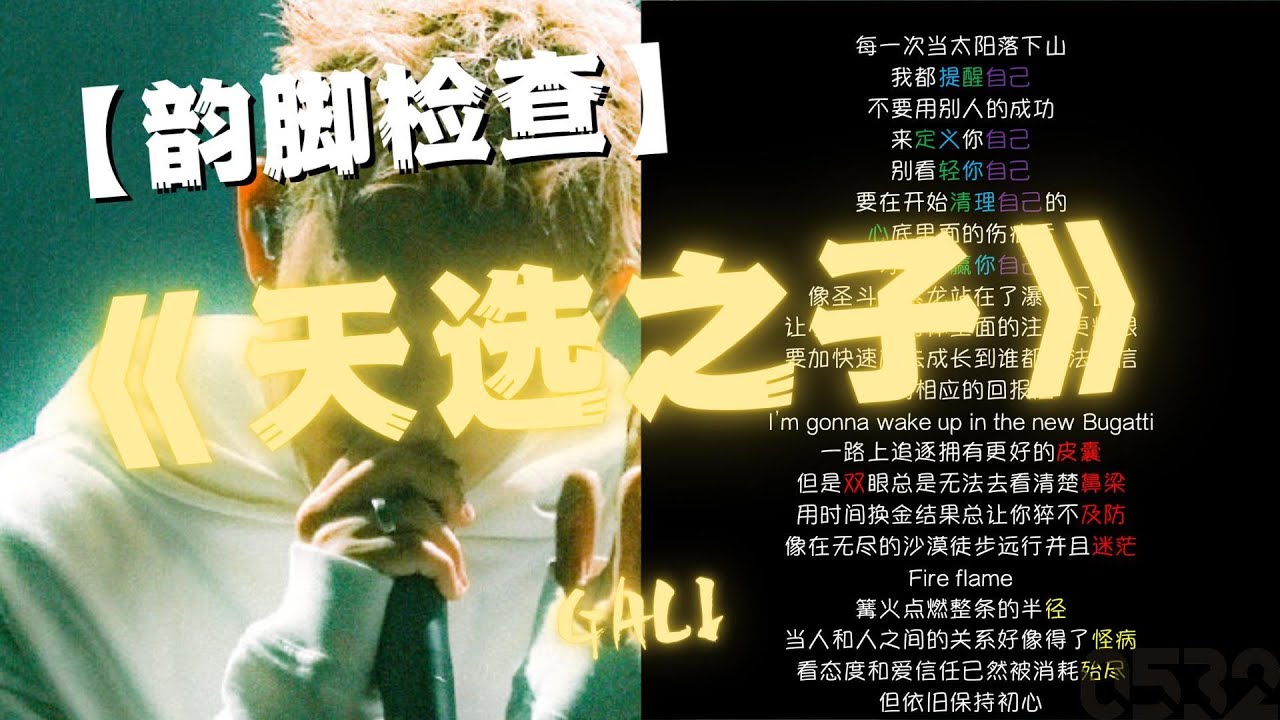 【韵脚检查】GALI『天选之子』“所以不是我们选择了hip-hop，而是hip-hop选择了我们”｜Lyrics Video｜#0532_music #hiphop#rhymes