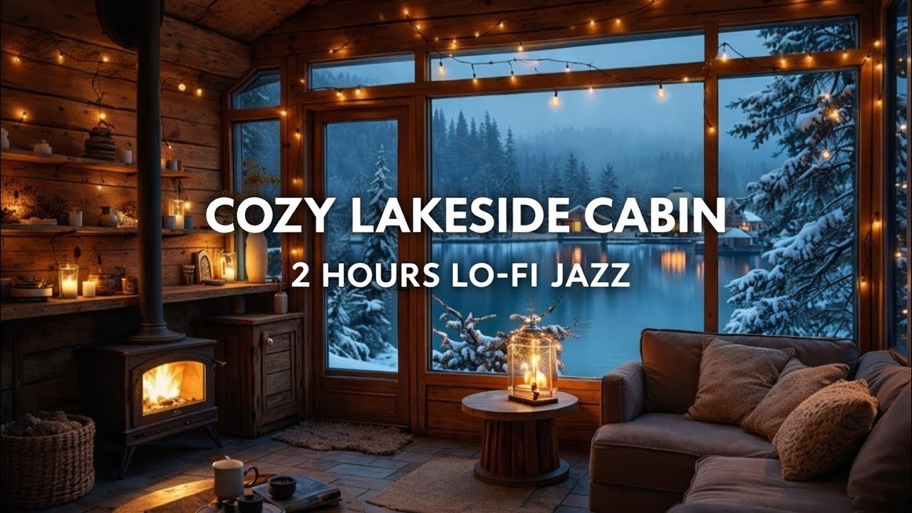 Cozy Lakeside Winter Cabin Lo-Fi Jazz ❄️ 2 Hours Relaxing Jazz Beats for Study, Work & Chill