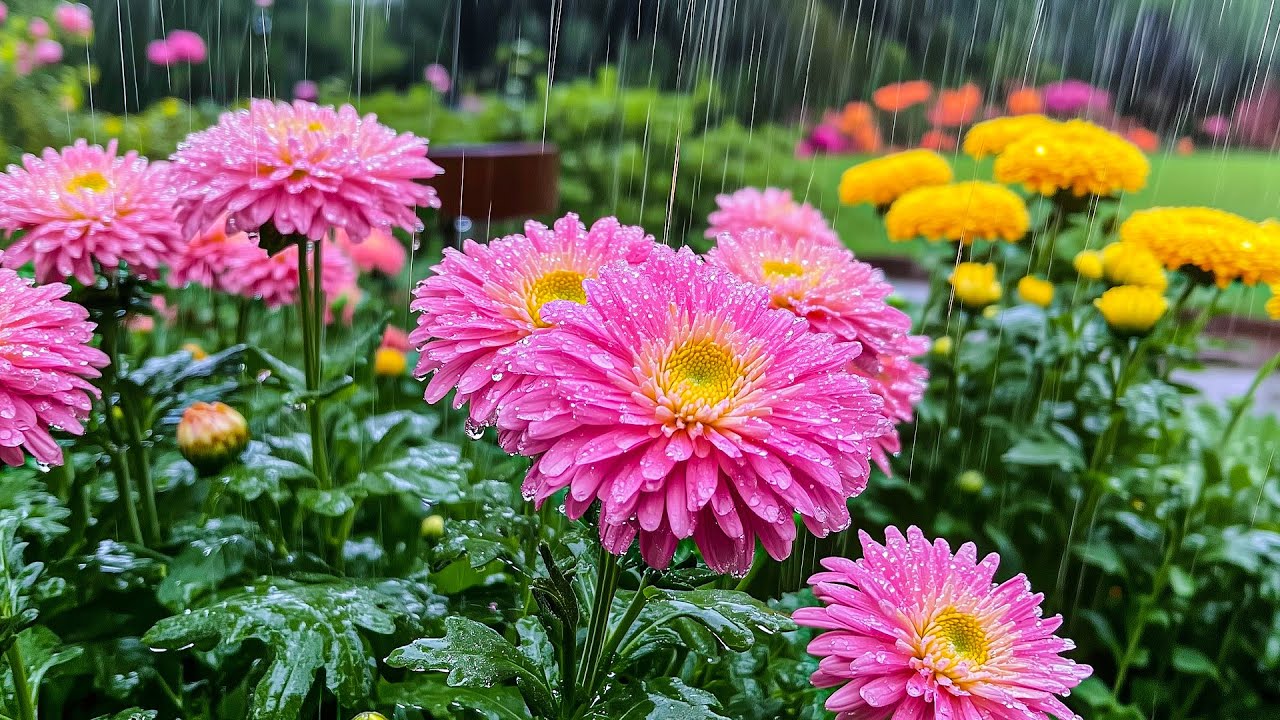 Нежный дождь, цветы в саду~~ Мягкая музыка для снятия стресса и концентрации