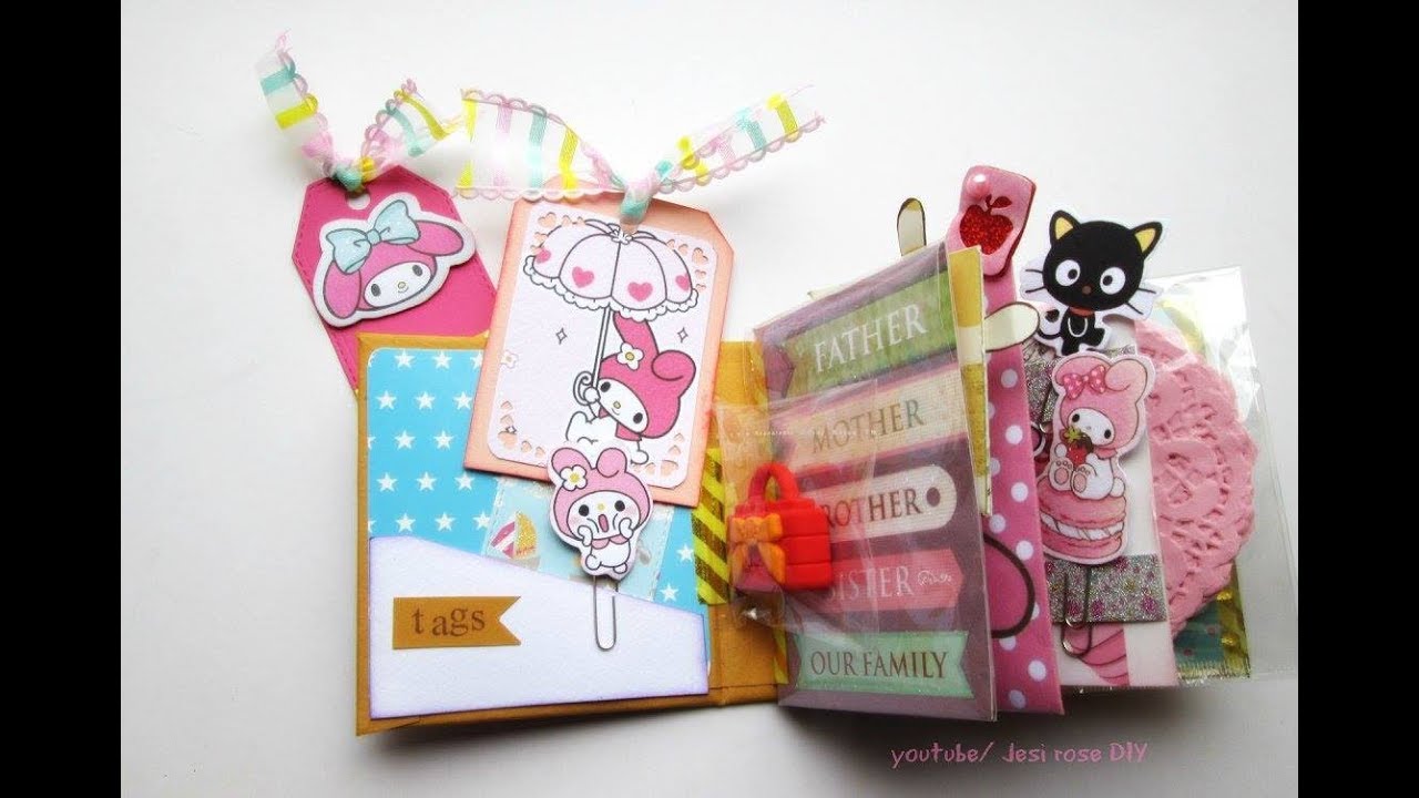 Cómo hacer un mini álbum con bolsillos transparentes/ scrap kawaii