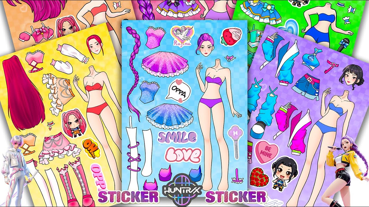Oddly Satisfying ASMR Sticker Book Transformation! Huntrix & Ryujomi Kpop Style | Sticker Books #148