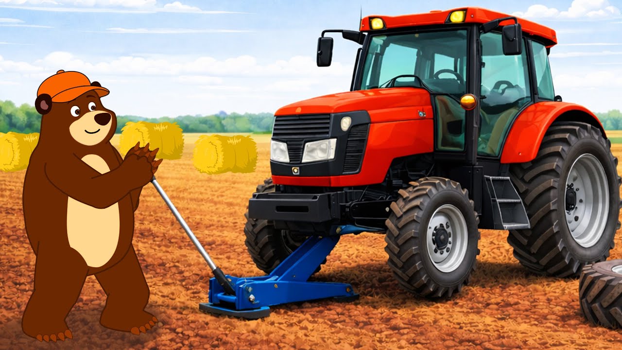 Red Tractor Breakdown 🚜 Watch Bear Fix the Problem on the Farm 🐻🔧 | The Bear's Garage