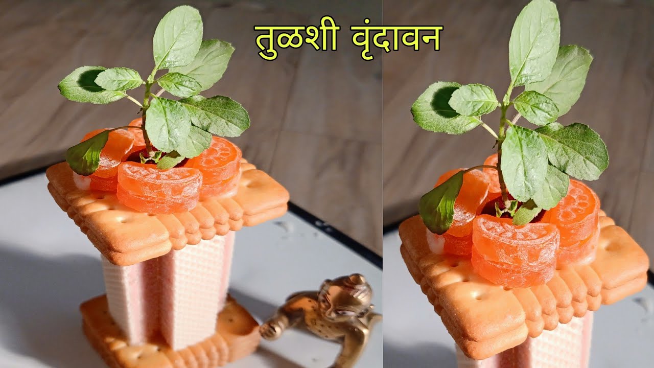 गौराई स्पेशल तुळशी वृंदावन । wedding rukhwat tulsi vrundavan | biscuit tulsi vrundavan