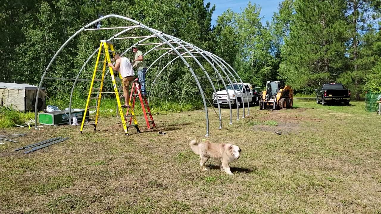 20x30x12 building hoop barn shed frame setup